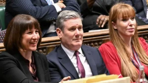 Rachel Reeves, Keir Starmer and Angela Rayner en el congreso