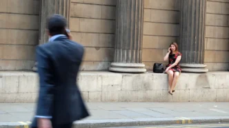 Muro del Banco de Inglaterra que da a Bartholomew Lane EC2, Londres