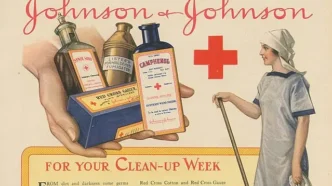 Anuncio en la revista Cosmopolitan de Marzo 1917 de productos de limpieza de Johnson and Johnson