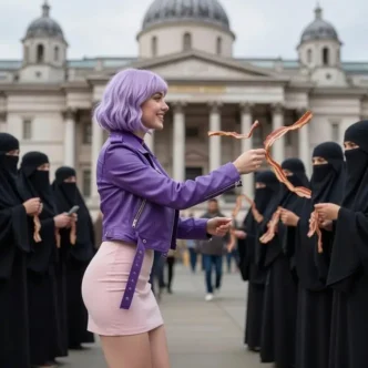 Ilustración generada por IA con Grok que representa el meme “Amelia” asociado a la extrema derecha en Reino Unido