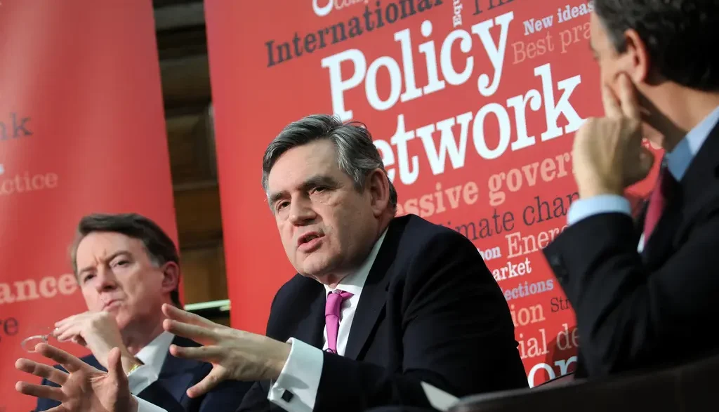 Gordon Brown y Peter Mandelson en la Conferencia de Gobernanza Progresista