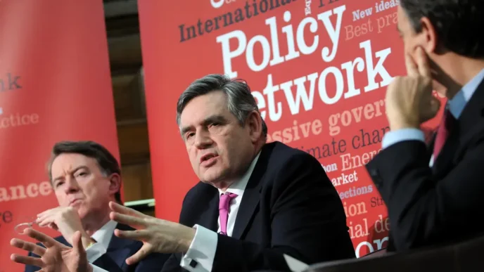 Gordon Brown y Peter Mandelson en la Conferencia de Gobernanza Progresista
