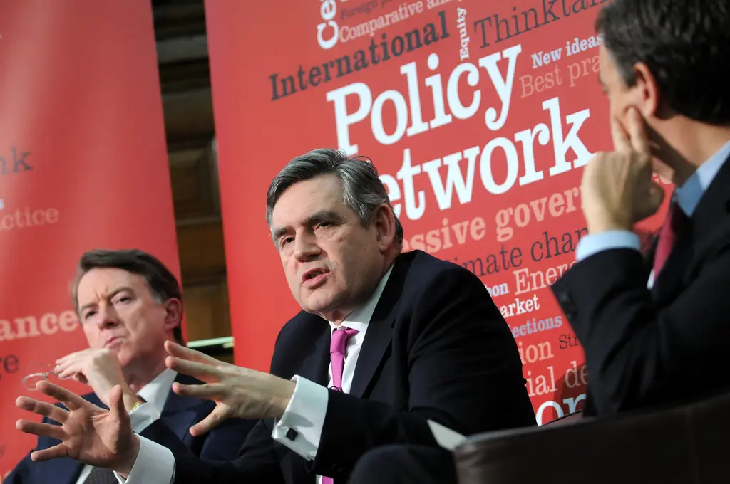 Gordon Brown y Peter Mandelson en la Conferencia de Gobernanza Progresista