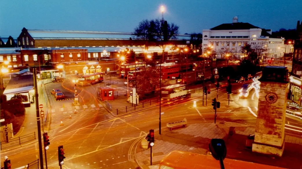 Golders Green bus and tube station. 10 second exposure
