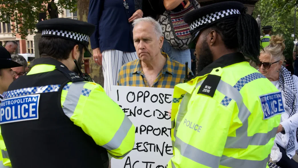 La protesta de Defend Our Juries / Palestine Action en Londres el 6 de septiembre.