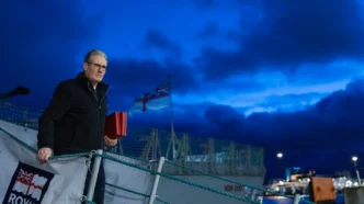 17/12/2024. Tallinn, Estonia. Prime Minister Keir Starmer visits troops on the HMS Iron Duke after attending the Joint Expeditionary Force in Tallinn. Picture by Simon Dawson / No 10 Downing Street