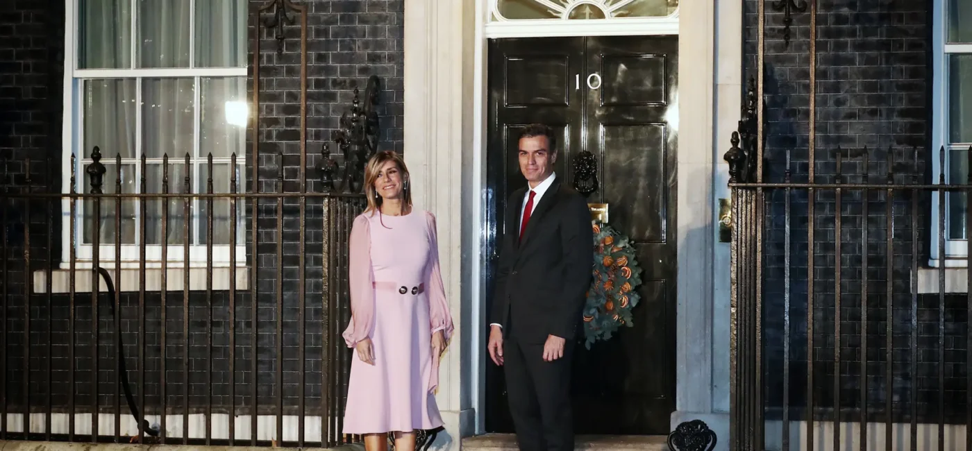 Spain Prime Minister Pedro Sánchez and his wife Begoña Gómez Fernández arrived at 10 Downing Street