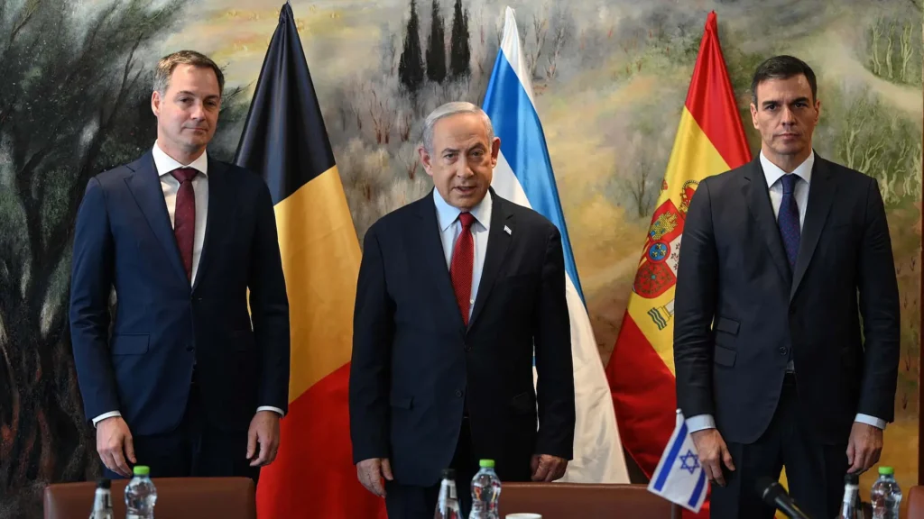 Pedro Sanchez and Benjamín Netanyahu in Israel
