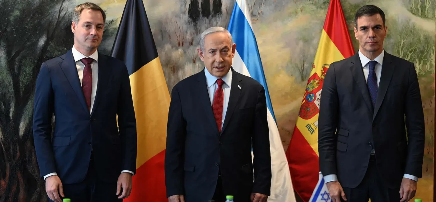 Pedro Sanchez and Benjamín Netanyahu in Israel