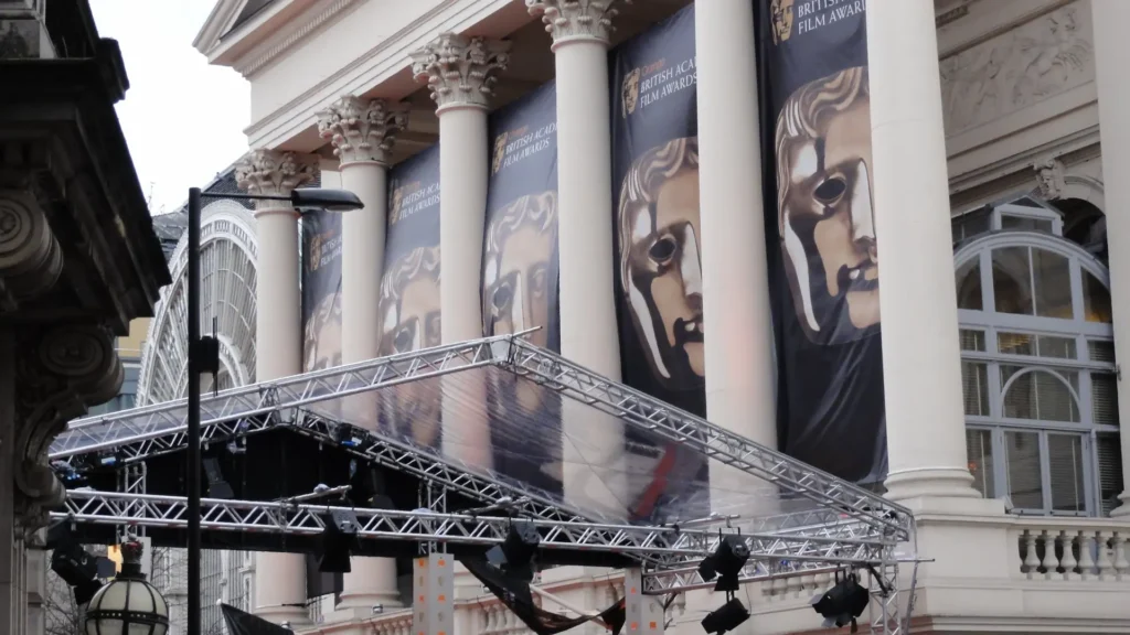 British Academy Film Awards being set up on Bow Street, London