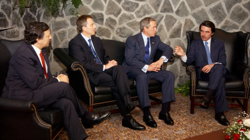 President George W. Bush visits the Azores for a one-day emergency summit with Portuguese Prime Minister Jose Manuel Durao Barroso, British Prime Minister Tony Blair, and Spanish Prime Minister Jose Maria Aznar. 16 March 2003
