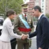 The Prime Minister, Pedro Sánchez, greets the King and Queen of Spain upon their arrival at the National Day celebrations.