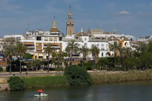 The Guadalquivir embankment in Seville. Paseo Alcalde Marques del Contadero